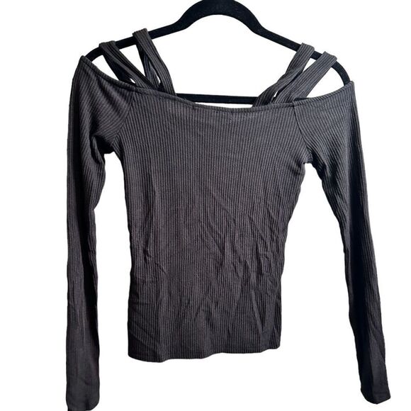 NWT Project Social T Women’s Ribbed Black Long Sleeve Cropped Top - Size Small - Picture 5 of 5